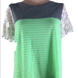 Umgee Crochet Sleeve Top Shirt Size Small